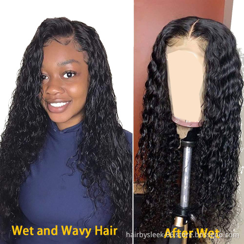 Deep Wave 13X4 Lace Frontal Human Hair Wigs Wet And Wavy Brazilian Lace Front Wig Natural Color Pre Plucked Remy With Baby Hair
